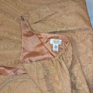 Talbot's Size 12W Skirt Silk Wool Blend Rust Amber Paisley Gold Metallic Lined
